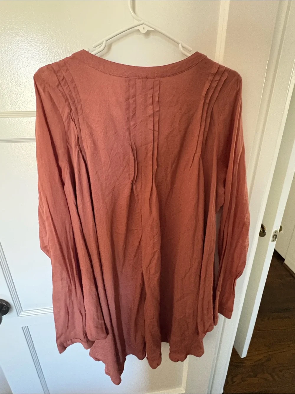 Free People Pintuck Tie-Front Tunic in Rust